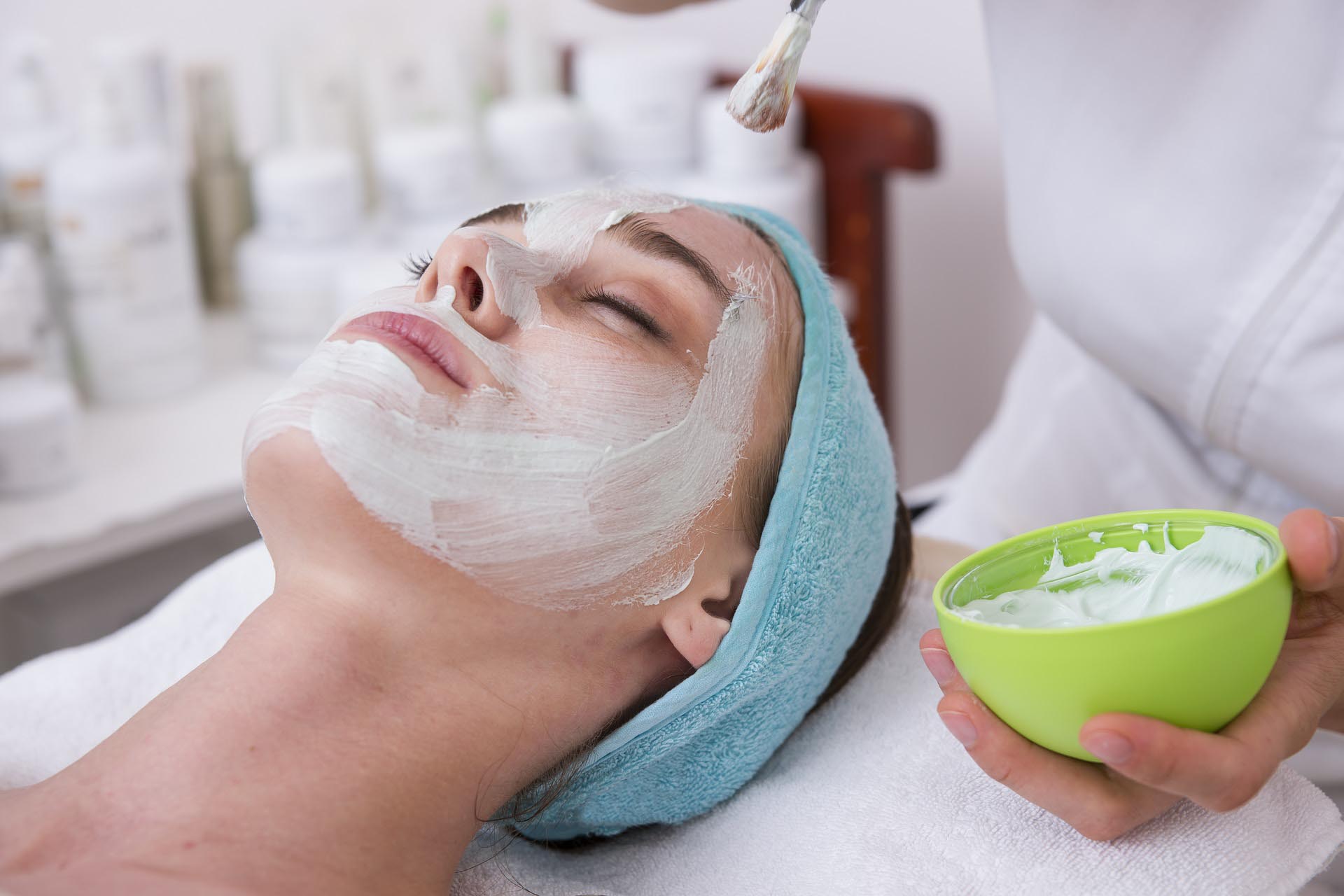 a facial mask treatment at PL Beauty